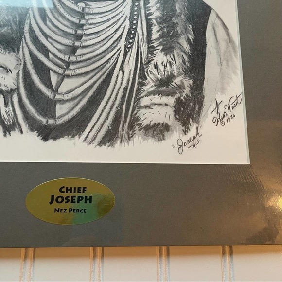 Vintage Native American Indian Art Print Chief Joseph Nez Perce Ken West 1986 - Picture 2 of 5